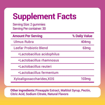 Her Juicy Women's Probiotic Gummies: Supports Women’s Wellness & pH Balance, Clean Vegan, Pineapple Flavor, Prebiotics & Lactobacillus Blend, with Slippery Elm, Gut Health & Immune Defense, 60 Gummies - Maple Wellness Supplements