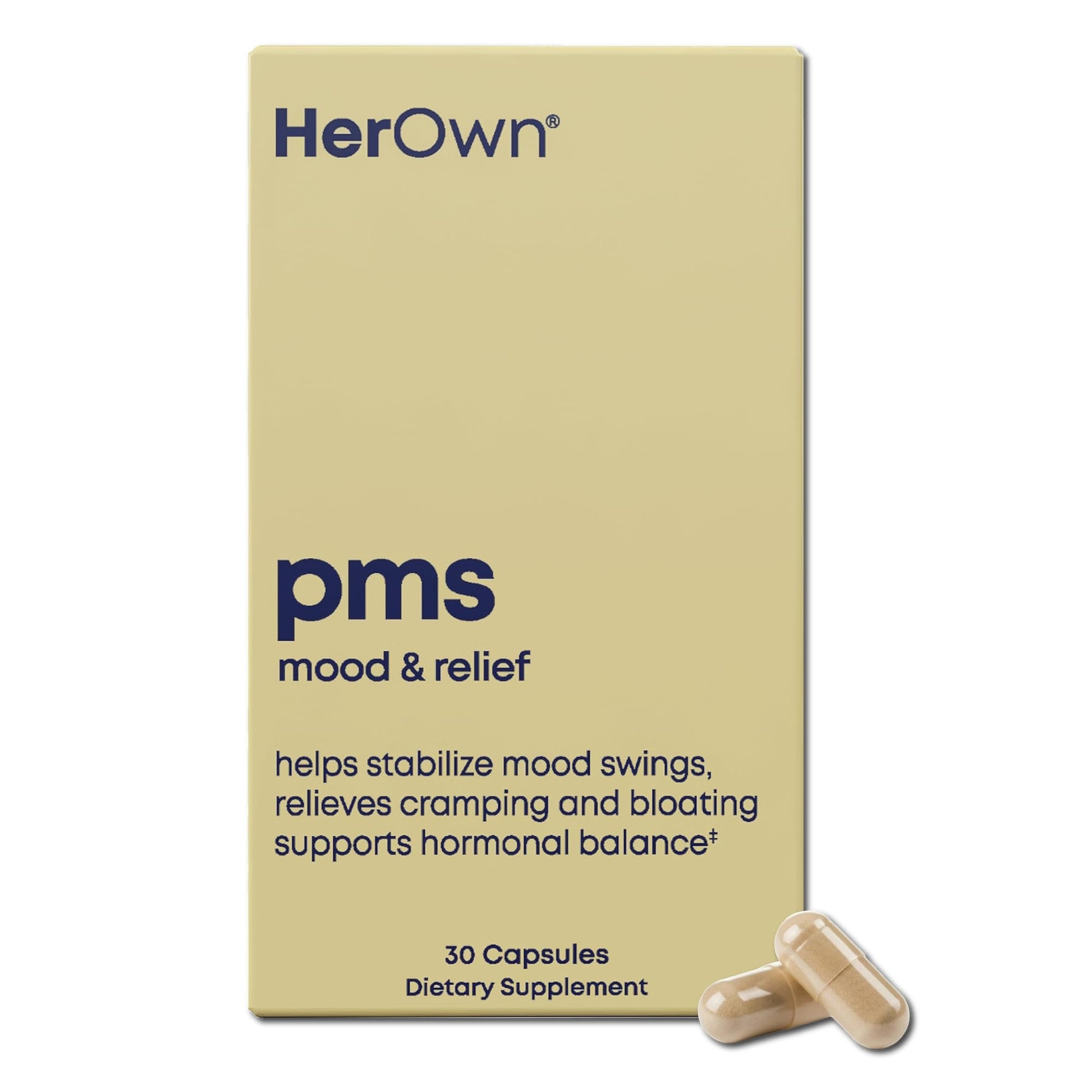 her own PMS, Supports PMS Symptoms, Promotes Positive Mood, Natural Hormone Balance, Helps Relieve Cramping, Hot Flashes Menopause Relief, Gluten and Soy Free, Vegan, 30 Capsules, 30 Servings - Maple Wellness Supplements