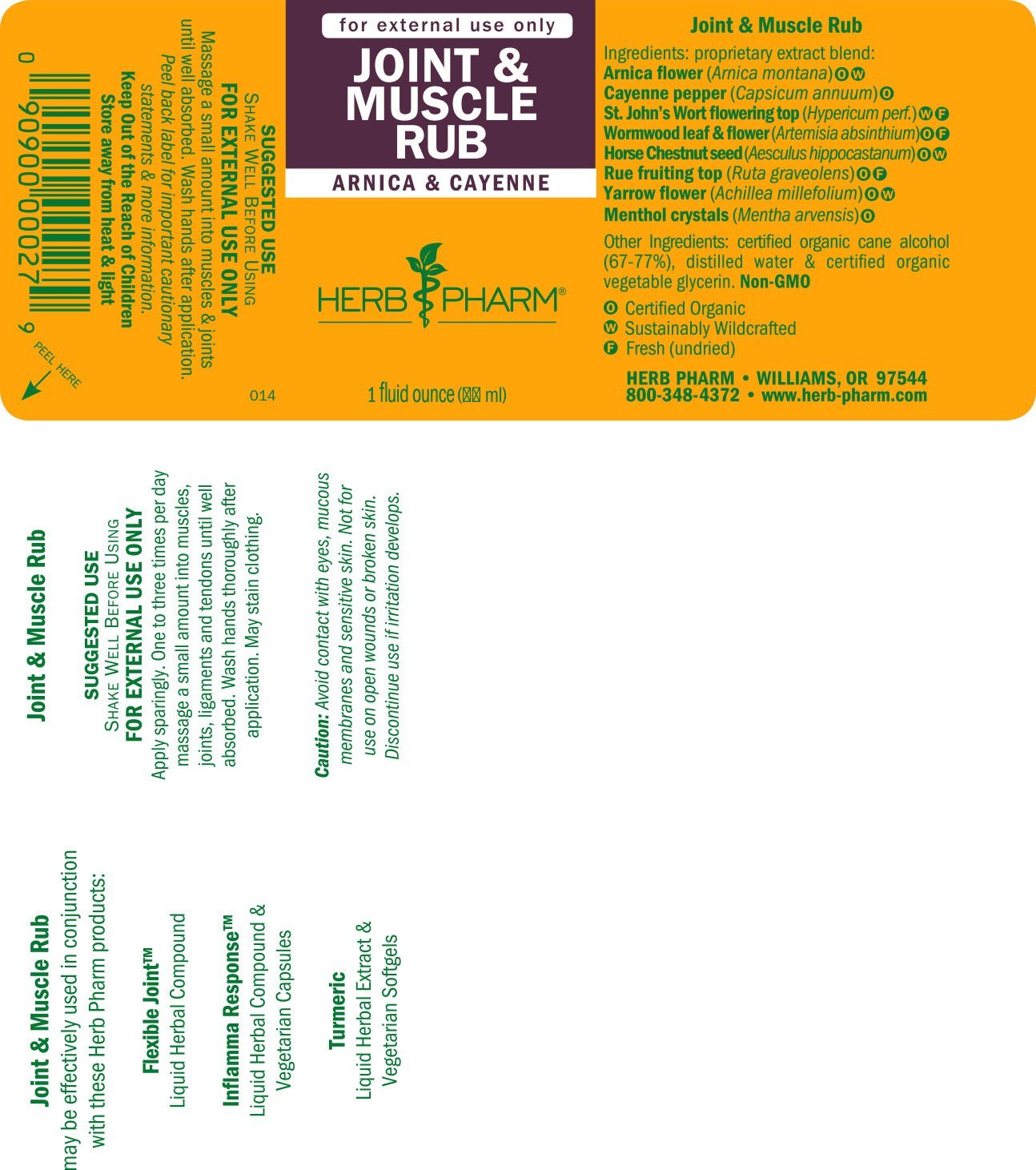 Herb Pharm Joint and Muscle Warming Rub with Cayenne Extract - 1 Ounce - Maple Wellness Supplements