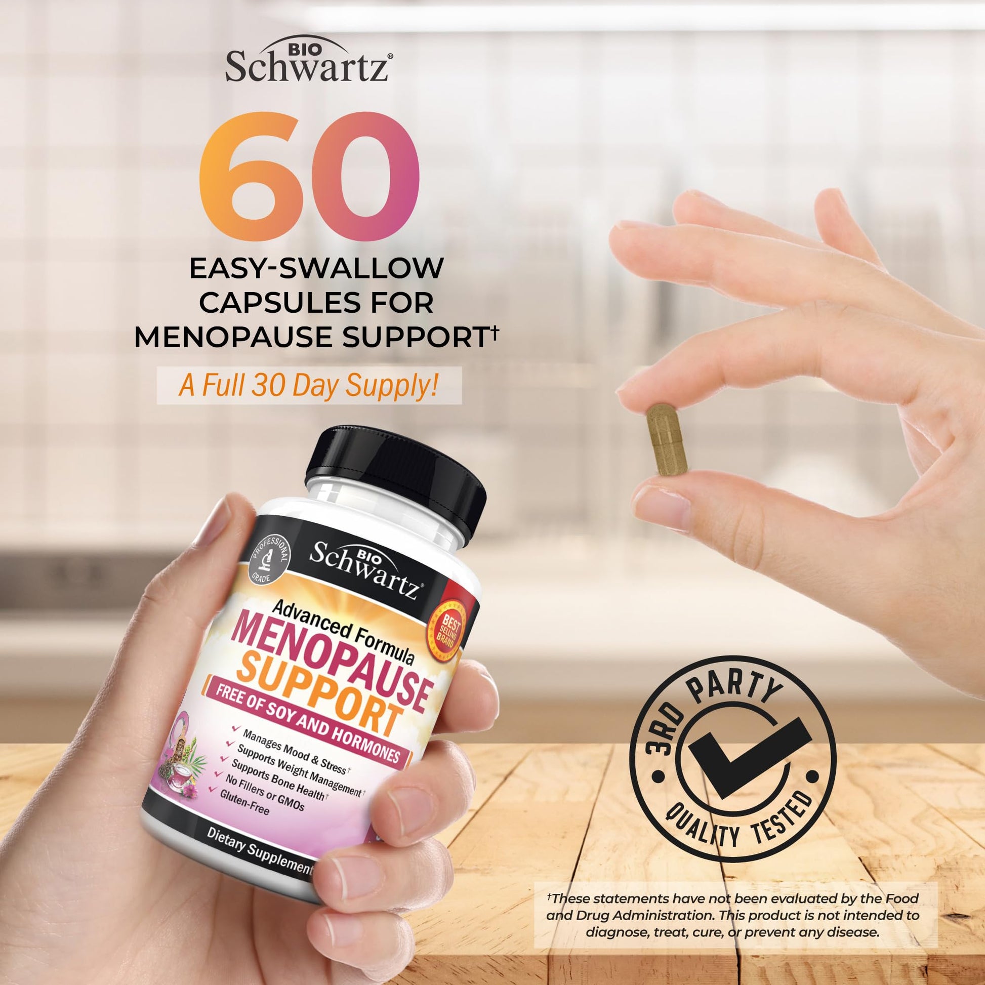 Herbal Menopause Support for Women - Supports Healthy Mood and Balance with Milk Thistle Chasteberry Black Cohosh Red Clover Turmeric Ginger - Menopause Supplements for Women - 60 Veggie Capsules - Maple Wellness Supplements