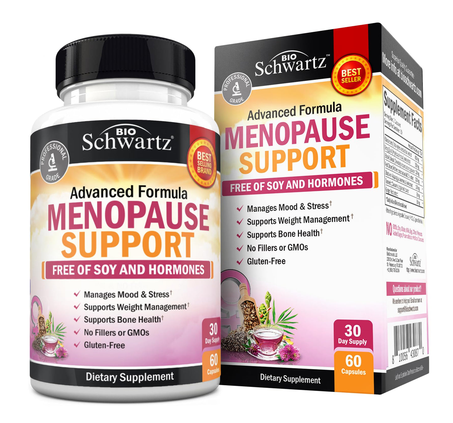 Herbal Menopause Support for Women - Supports Healthy Mood and Balance with Milk Thistle Chasteberry Black Cohosh Red Clover Turmeric Ginger - Menopause Supplements for Women - 60 Veggie Capsules - Maple Wellness Supplements