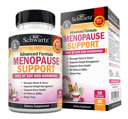 Herbal Menopause Support for Women - Supports Healthy Mood and Balance with Milk Thistle Chasteberry Black Cohosh Red Clover Turmeric Ginger - Menopause Supplements for Women - 60 Veggie Capsules - Maple Wellness Supplements