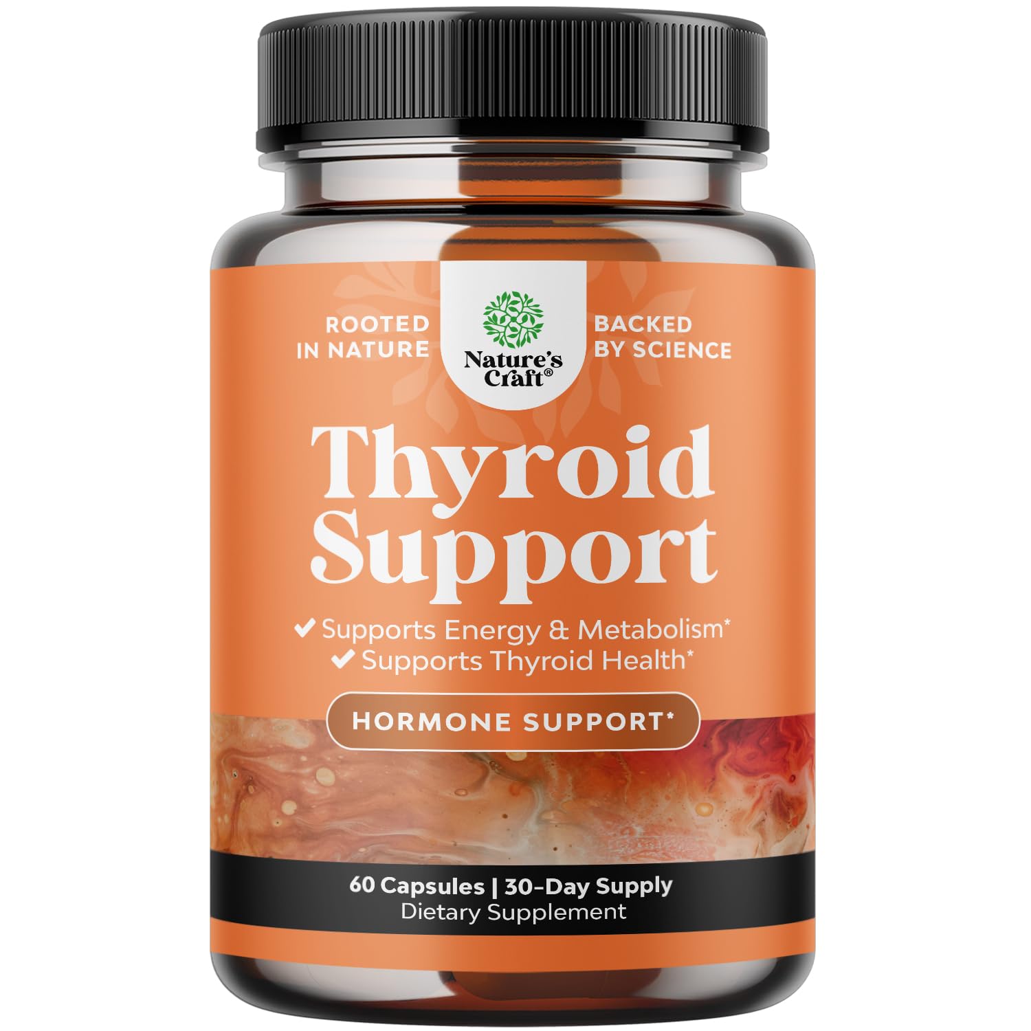Herbal Thyroid Support Complex - Potent Kelp Iodine Supplement with L Tyrosine, Bladderwrack, Selenium & Pure Ashwagandha for Hormone Balance - Maple Wellness Supplements