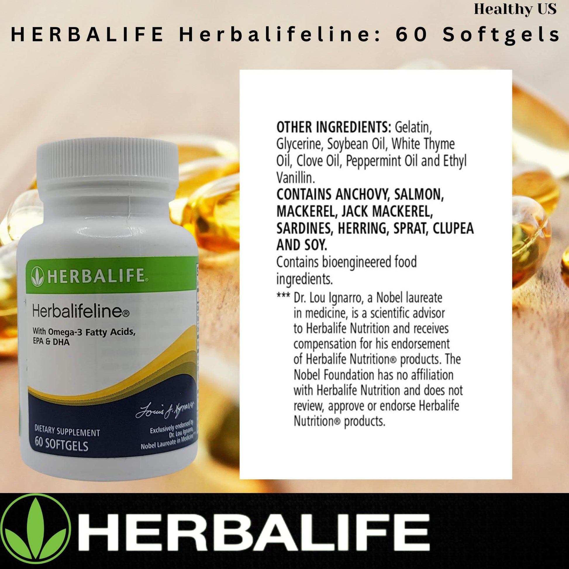 Herbalife Herbalifeline: 60 Softgels with Vitamin E, Marine Lipid Complex, Omega-3 Fatty - Maple Wellness Supplements