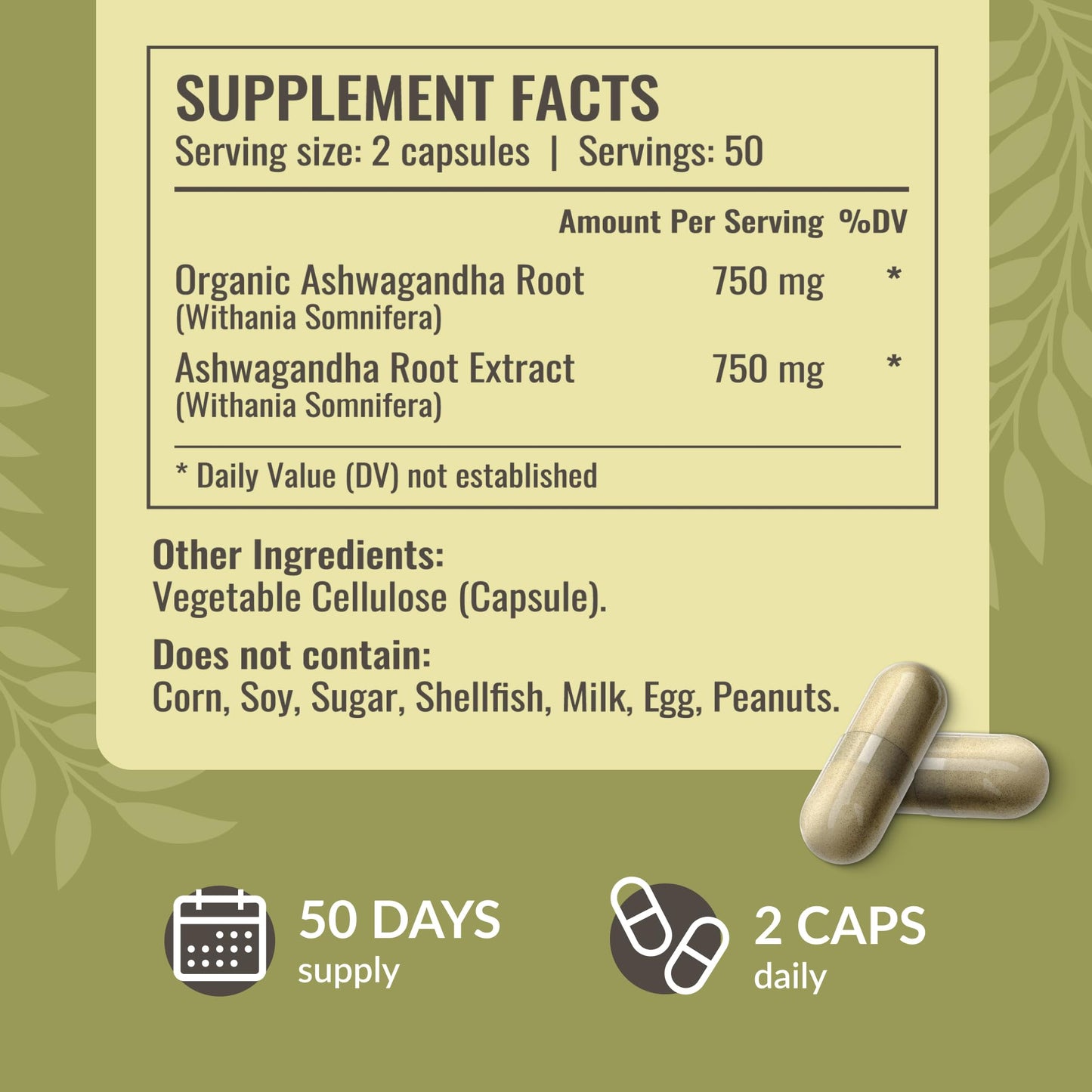 HERBAMAMA Ashwagandha Capsules - 1500mg Pure Ashwagandha Root Focus Supplement - Vegan, Non-GMO Mood & Calm Support Supplement for Adults, 100 Caps - Maple Wellness Supplements