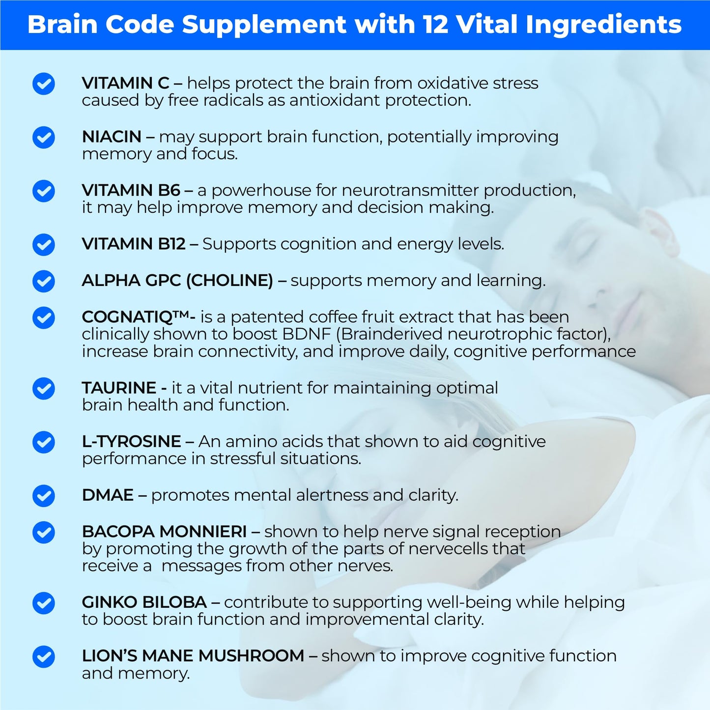 HerbaMe Brain Code Nootropic Brain Supplement for Memory and Focus | Supports Cognitive Health & Mental Clarity, Enhance Concentration | 90 Capsules - Maple Wellness Supplements