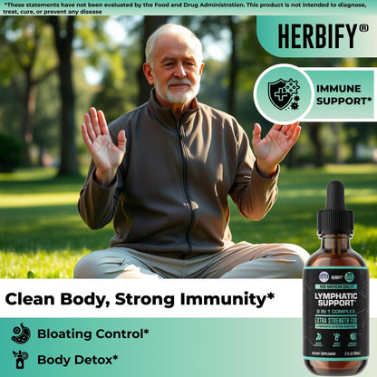 HERBIFY Lymphatic Drainage Drops for Liver Detox & Immune Support - Lymph System Support Drops - Detox Cleanse - 30 Days Supply - 2 Fl Oz Made in USA - Maple Wellness Supplements