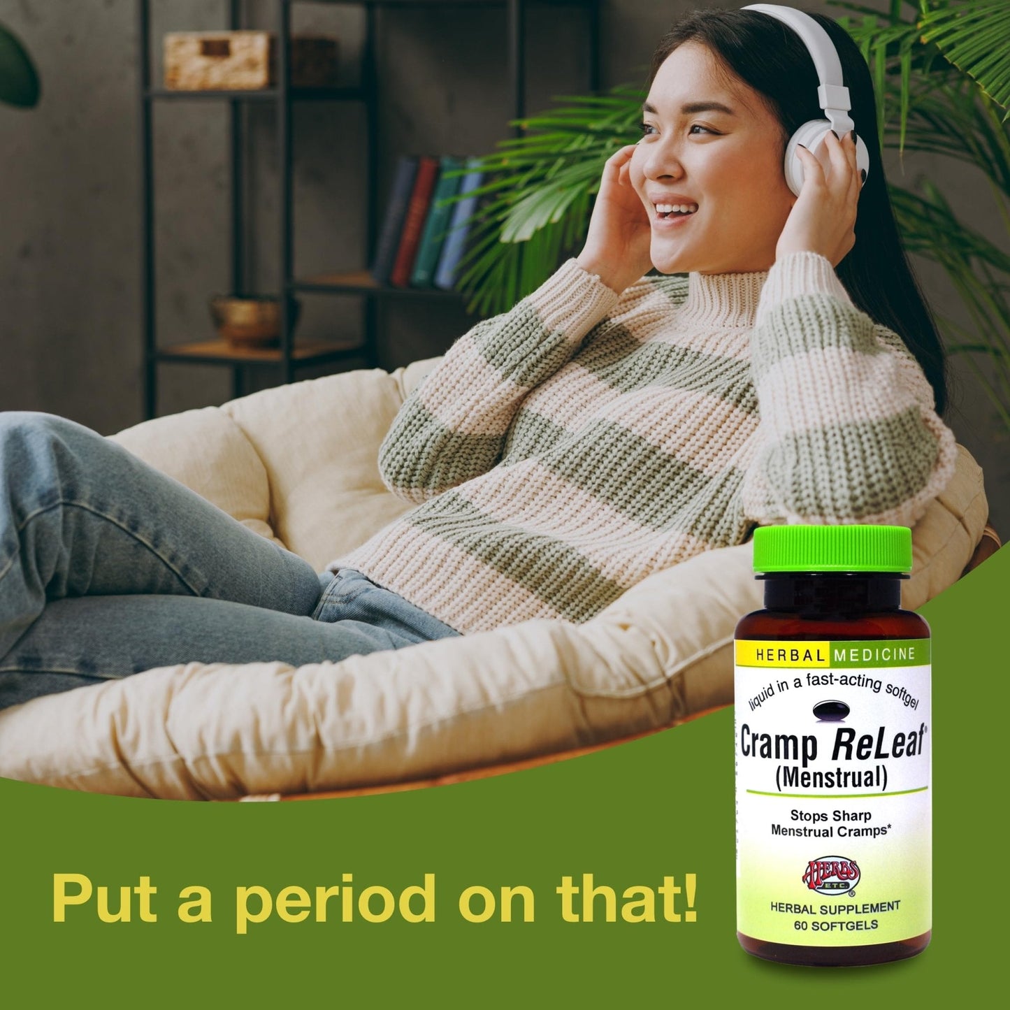Herbs Etc. Cramp ReLeaf (Menstrual) - Abdominal Muscle Support - Herbal Supplement to Aid Menstrual Health - Period Cramp Support with Black Haw, Cramp Bark and Bethroot - 60 Softgels (60 Servings) - Maple Wellness Supplements