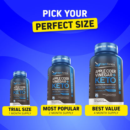Herbtonics Apple Cider Vinegar + Keto BHB Capsules | Support for Appetite, Cravings & Weight Management | Metabolism Support with Satiety Support - Maple Wellness Supplements