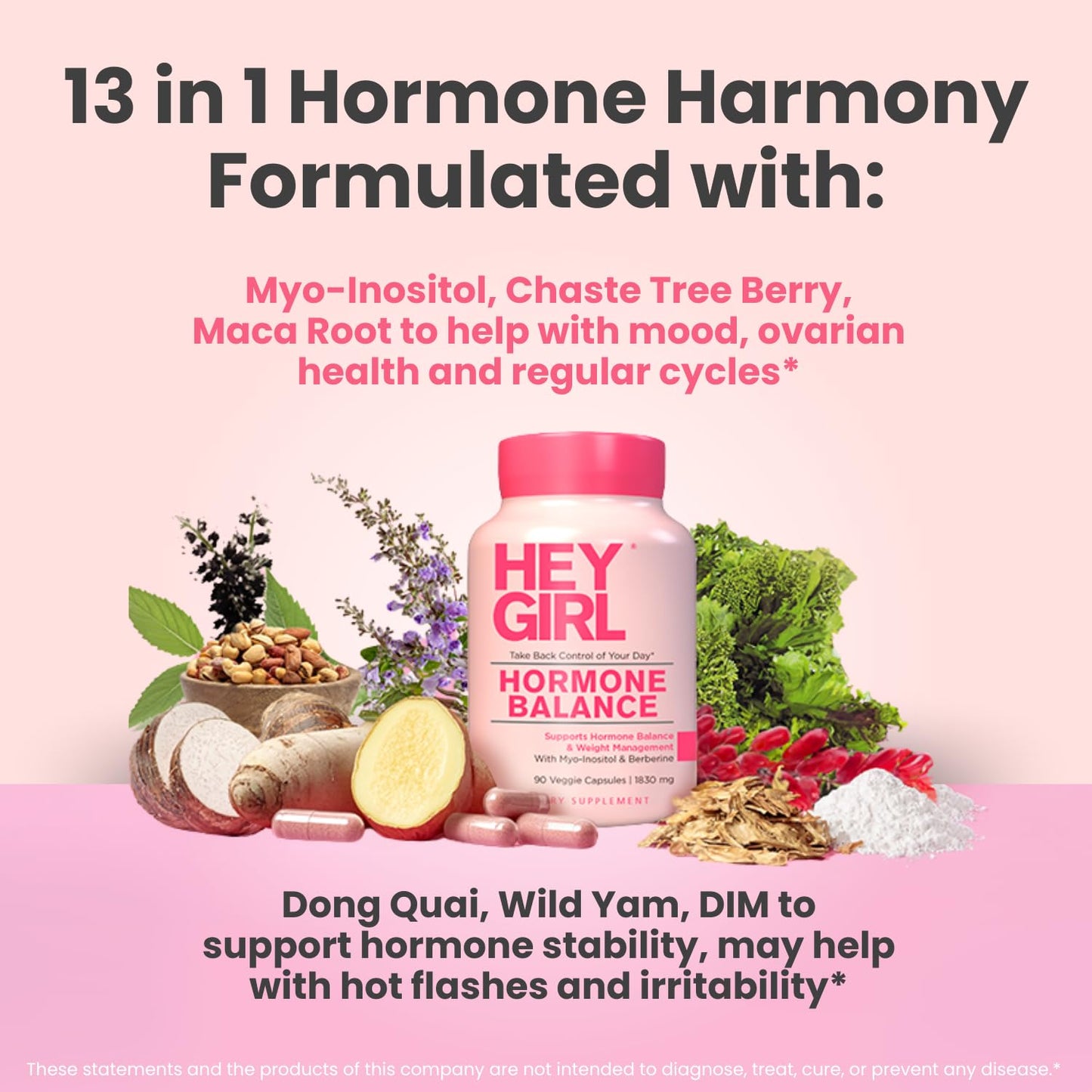 Hey Girl Hormone Balance for Women – 13-in-1 Menopause, PMS & Cycle Support – Mood & Hot Flash Support – w Myo-Inositol, Berberine, Maca Root, Black Cohosh, DIM, Dong Quai - Maple Wellness Supplements