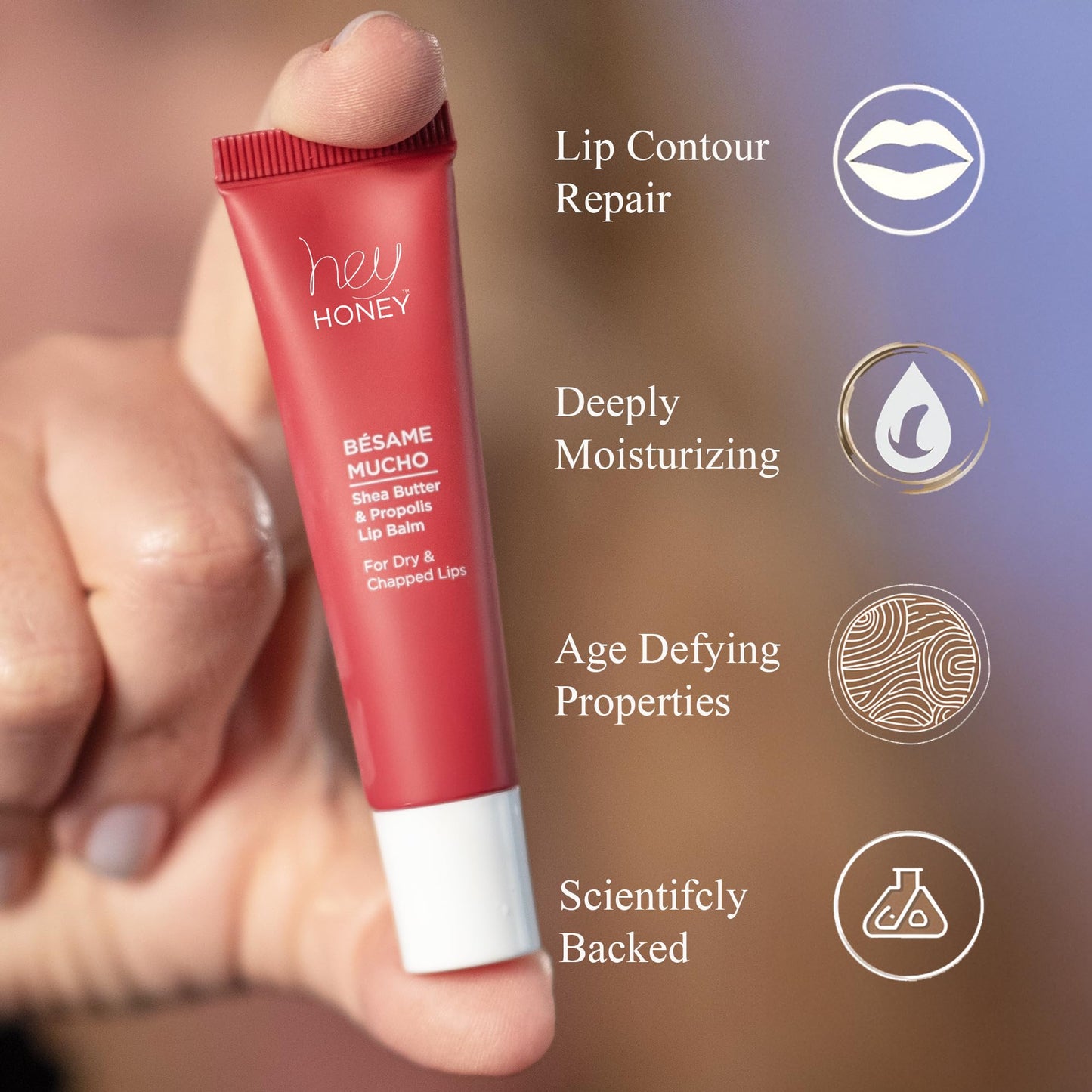 Hey Honey Skincare Bésame Mucho Shea Butter & Propolis Lip Balm | Intensive Hydration - Maple Wellness Supplements