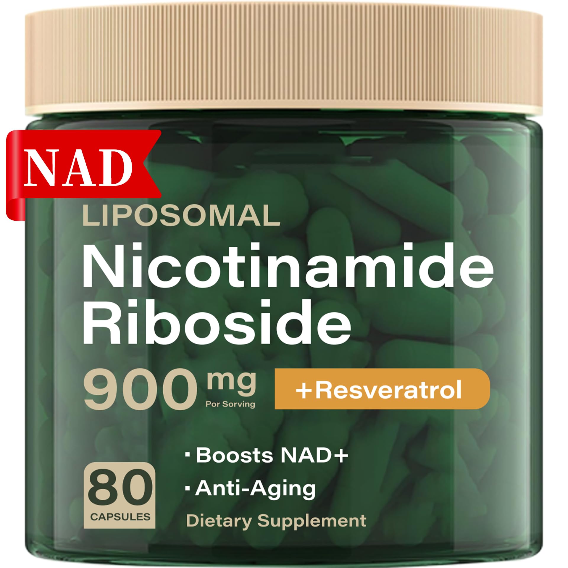 HHerbionix NAD Resveratrol Supplement Plus Extra Strength, Nicotinamide Riboside NR 900mg for Women & Men, NAD Supplement NMN Alternative– Liposomal Formula for Energy, Anti-Aging - Maple Wellness Supplements
