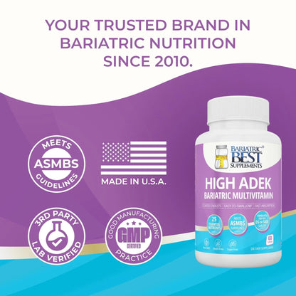 High A D E K Bariatric Multivitamin for Post DS/SADI Surgery, 25 Essential Nutrients for Post-Weight Loss Surgery, 60 Tablets - Maple Wellness Supplements