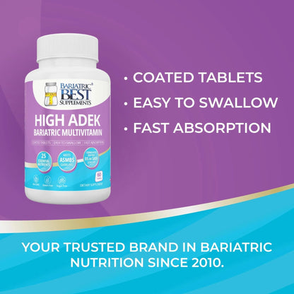 High A D E K Bariatric Multivitamin for Post DS/SADI Surgery, 25 Essential Nutrients for Post-Weight Loss Surgery, 60 Tablets - Maple Wellness Supplements