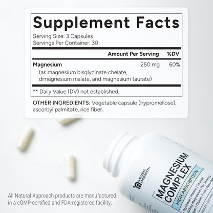 High Absorption Magnesium Complex with Glycinate, Malate & Taurate - Premium Magnesium Supplement for Sleep, Relaxation, Leg Cramps & Stress Relief - 100% Chelated & Easy On The Gut - 90 Capsules - Maple Wellness Supplements
