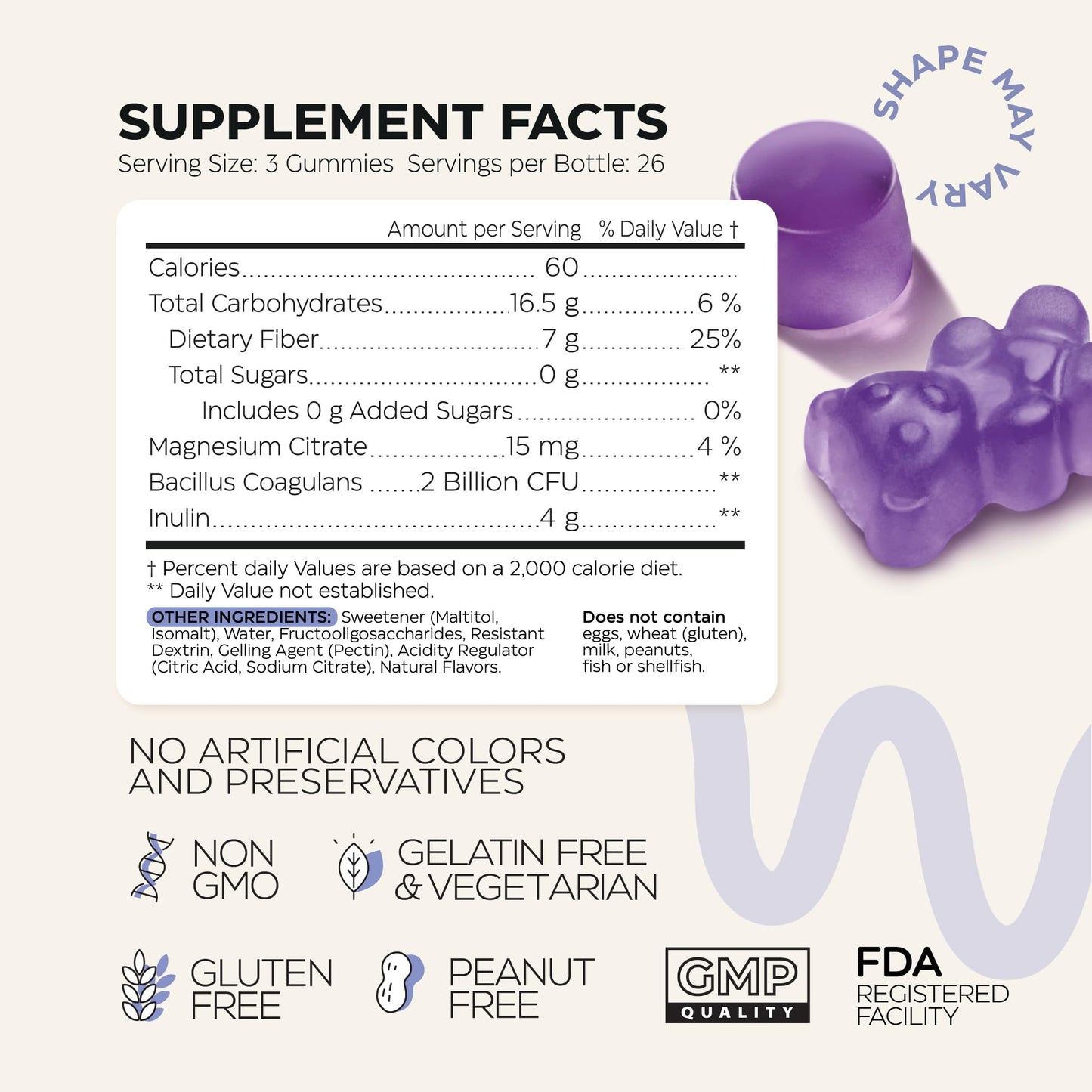 High Prebiotic Fiber Gummies for Women and Men 7G, 160 Pcs (2 Pack) - Natural Support - Beet FOS Fiber, Magnesium, Inulin, Probiotic - Gummy Supplement for Digestive Health - Sugar Free - Maple Wellness Supplements