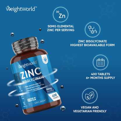 High Strength Zinc Tablets 50mg – 400 Vegan Zinc Bisglycinate Tablets 6+ Months - Maple Wellness Supplements