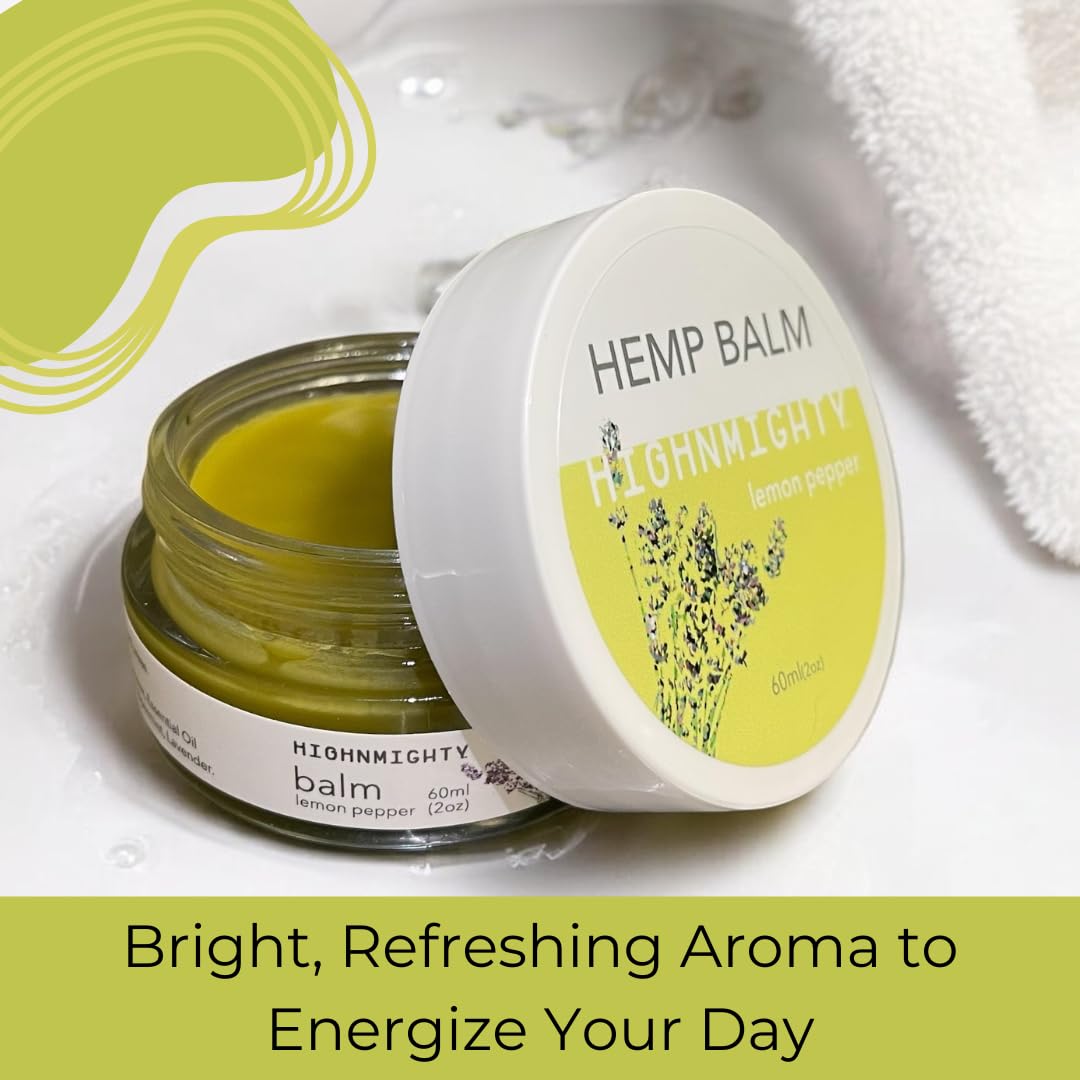 Highnmighty Maximum Strength Lemon Pepper Hemp Balm Salve | Daytime Relief, Relaxing, Natural, Fast-Acting Topical Cream for Muscle Joint Back Knee Shoulder Neck Elbow Hand Foot Relief, 60ml (2oz) - Maple Wellness Supplements