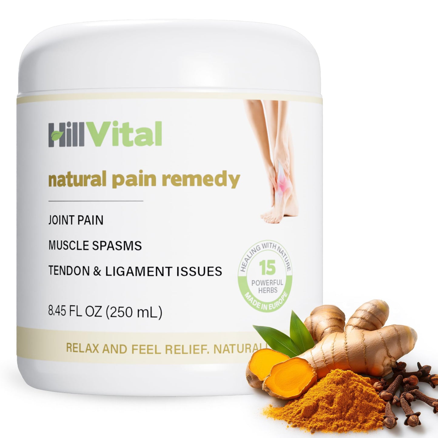 HillVital Joint and Muscle Support – Sore Muscle Relief, Comfort Balm for Aching Joints, Neck, Hands, Feet, Back, Non Greasy Body Rub Sore Muscles Cream, Strong Topical Mixture for Pain Complaints - Maple Wellness Supplements