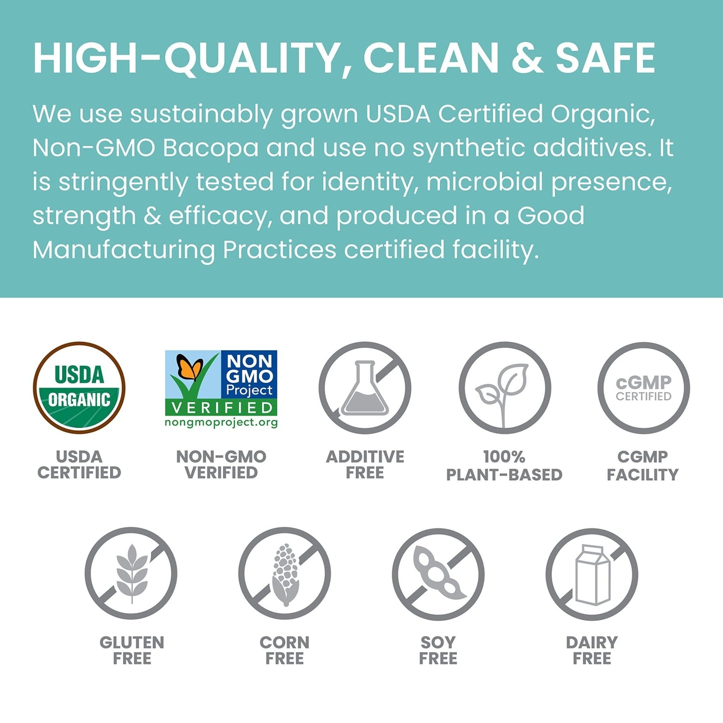 Himalaya Bacopa Monnieri Nootropic Herbal Supplement, Supports Calm, Memory, Cognition, USDA Certified Organic, Non-GMO, 750 mg, 60 Plant-Based Caplets, 60 Day Supply - Maple Wellness Supplements