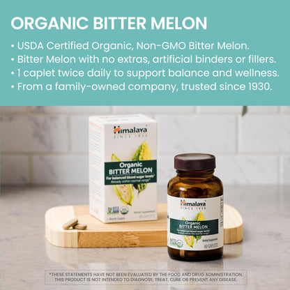 Himalaya Organic Bitter Melon - Herbal Glucose Metabolism Support - USDA Organic, Non-GMO, Vegan, Gluten Free - Maple Wellness Supplements