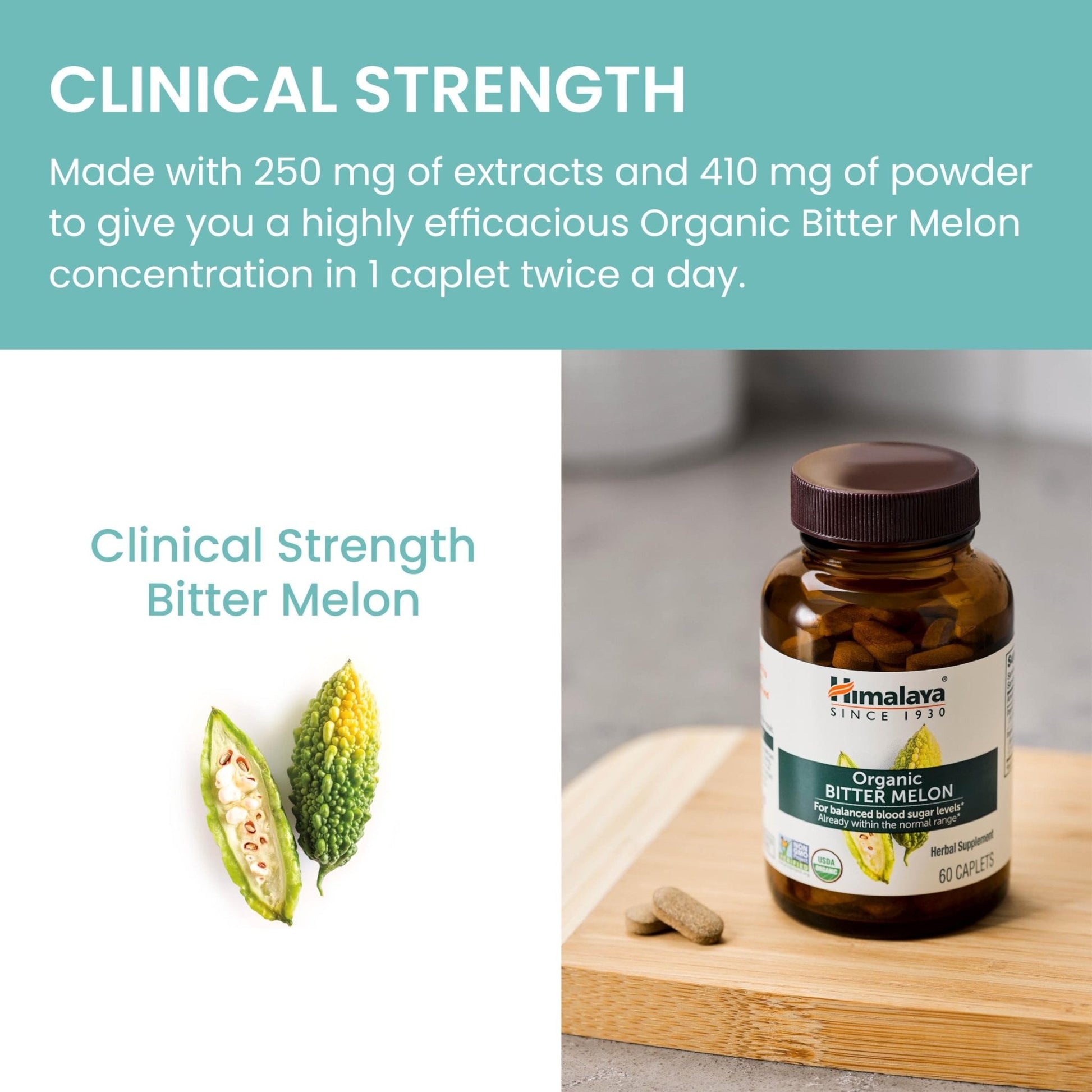 Himalaya Organic Bitter Melon - Herbal Glucose Metabolism Support - USDA Organic, Non-GMO, Vegan, Gluten Free - Maple Wellness Supplements