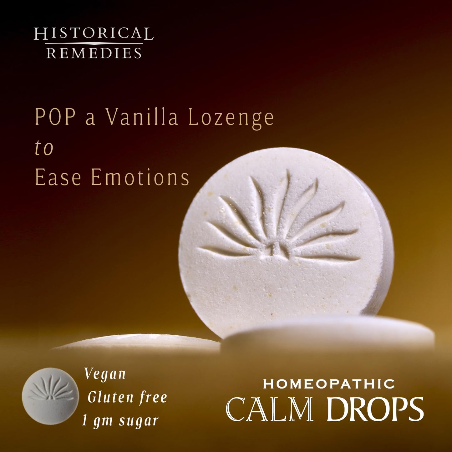 Historical Remedies Calm Drops Homeopathic Lozenges (1 Pack)| Natural Care for Emotional Stress Relief, Vegan & Gluten-Free Organic Vanilla Flavor Drops to Promote Relaxation and a Sense of Calm - Maple Wellness Supplements
