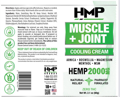 HMP BRANDS Hemp Cream Muscle & Joint Support 2000MG Hemp Discomfort Relief Formula w Menthol Ideal for Knee Muscle Joint Back Shoulder Elbow Maximum Joint Support, Natural Formula Made in USA (3 Pack) - Maple Wellness Supplements