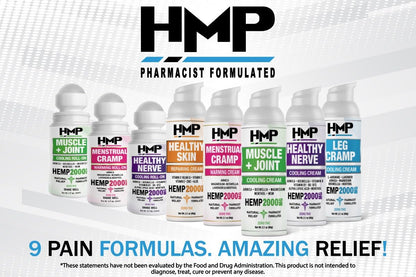 HMP BRANDS Hemp Cream Muscle & Joint Support 2000MG Hemp Discomfort Relief Formula w Menthol Ideal for Knee Muscle Joint Back Shoulder Elbow Maximum Joint Support, Natural Formula Made in USA (3 Pack) - Maple Wellness Supplements