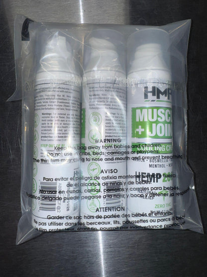 HMP BRANDS Hemp Cream Muscle & Joint Support 2000MG Hemp Discomfort Relief Formula w Menthol Ideal for Knee Muscle Joint Back Shoulder Elbow Maximum Joint Support, Natural Formula Made in USA (3 Pack) - Maple Wellness Supplements