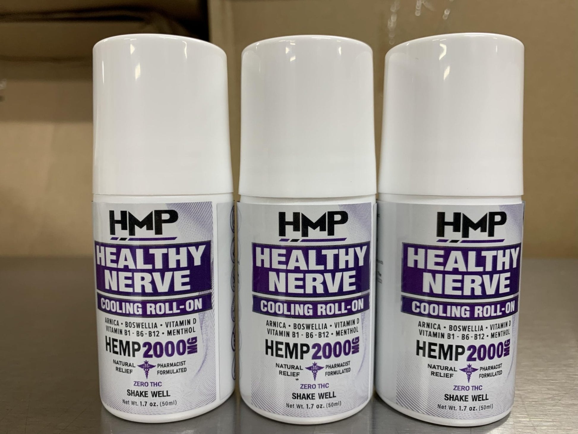 HMP Nerve Roll-On for Feet, Hands, Legs, Toes, Back 2000MG Hemp with Menthol & Arnica, Soothing Cooling Formula, Made in USA, 50ml (1 Pack) - Maple Wellness Supplements