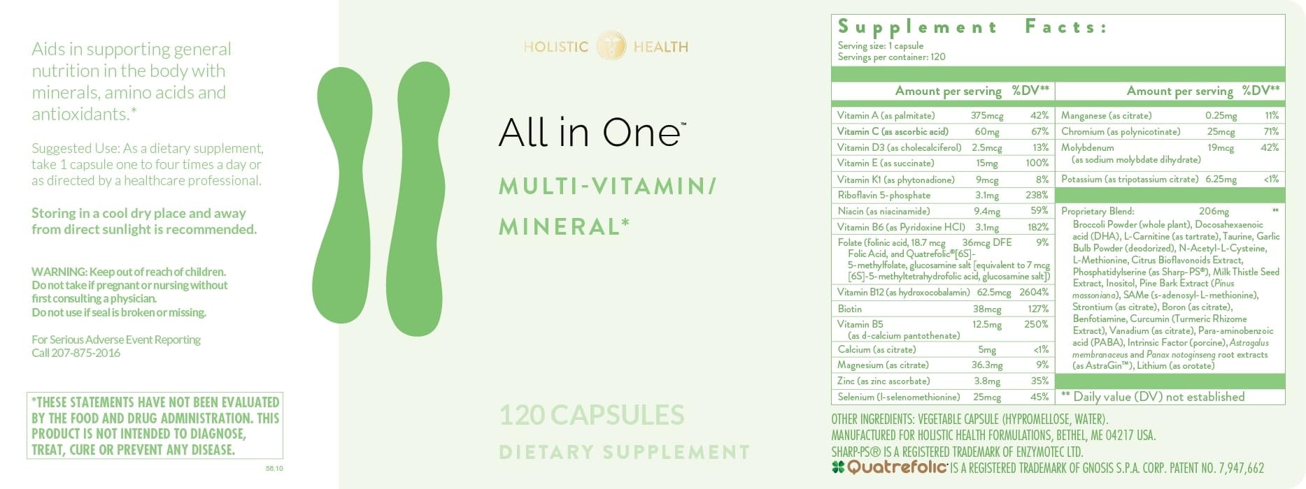 Holistic Health All in ONE Multi Vitamin and Mineral for Antioxidant Boost, Multi Minerals Supplement for Supporting Methylation - Maple Wellness Supplements