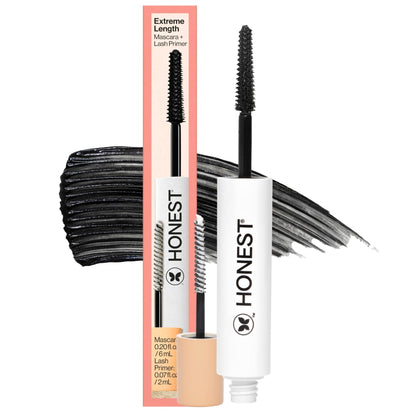 Honest Beauty 2-in-1 Extreme Length Clean Mascara + Lash Primer | Lengthening + Volumizing | Cruelty Free + Safe for Sensitive Eyes | Black, .27 fl oz - Maple Wellness Supplements