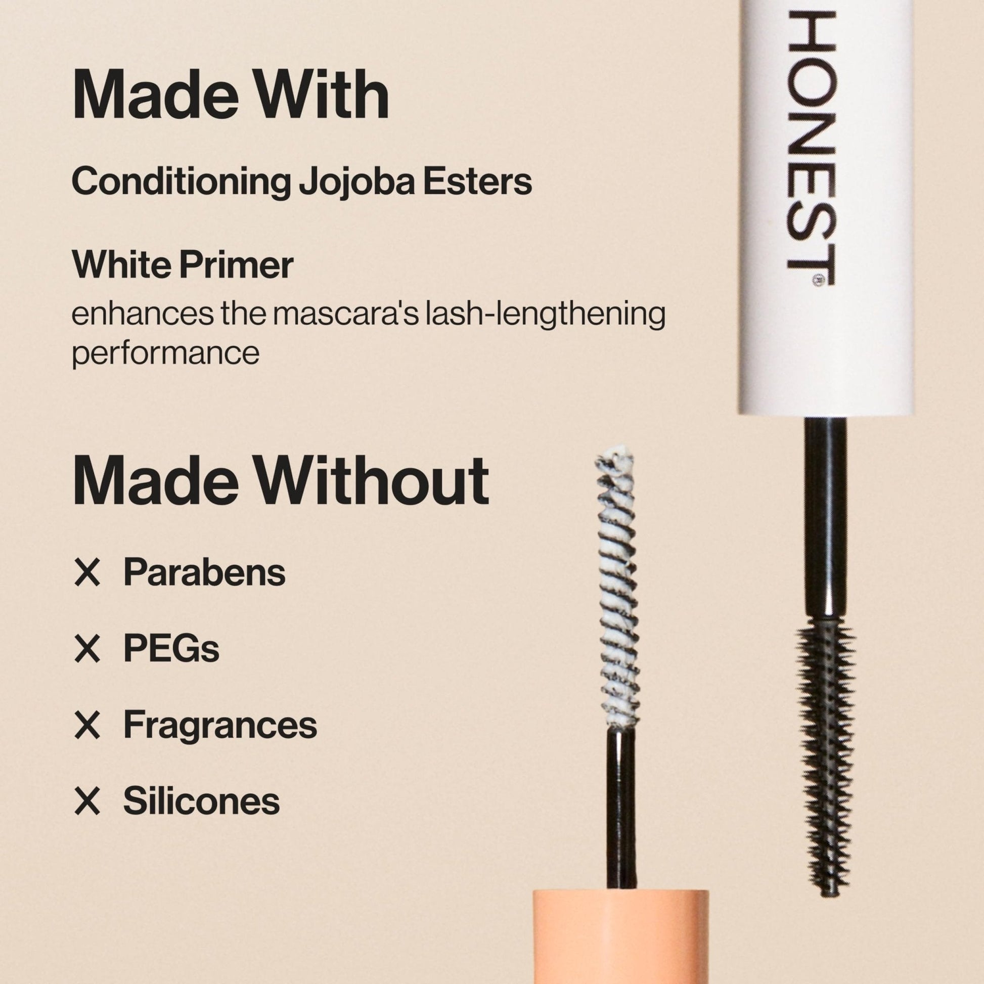 Honest Beauty 2-in-1 Extreme Length Clean Mascara + Lash Primer | Lengthening + Volumizing | Cruelty Free + Safe for Sensitive Eyes | Black, .27 fl oz - Maple Wellness Supplements