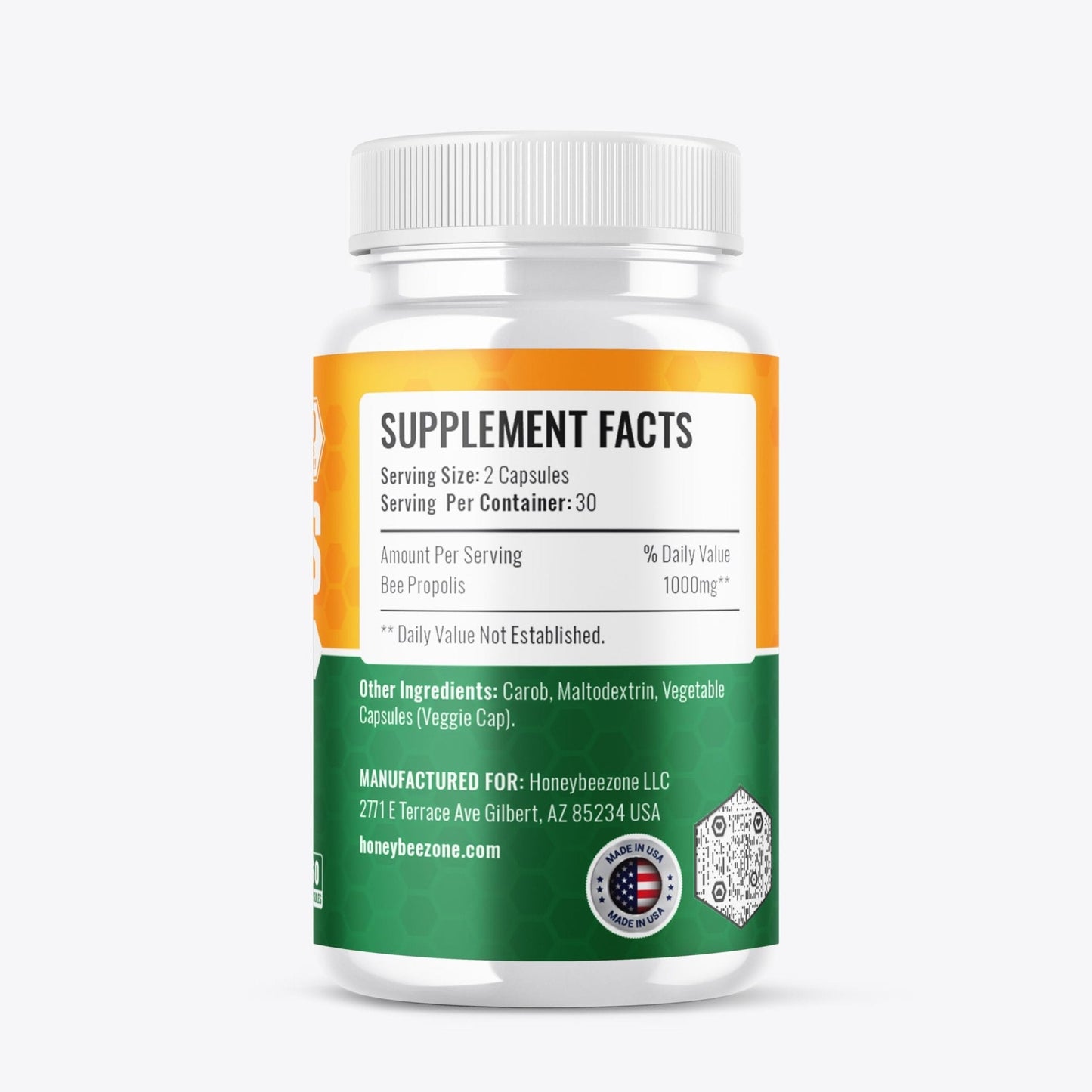 HONEYBEEZONE-Bee Propolis Capsules – 100% Natural Energy and Immune Support Supplement | Non-GMO, Gluten-Free, 60 Easy-to-Swallow Veggie Capsules - Maple Wellness Supplements