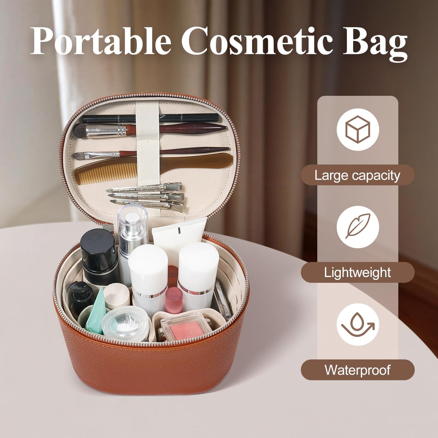 honitty Makeup Bag, Travel Make up Case with Compartments and Handle, Portable Cosmetic Organizer Bags,Toiletry Bag for Women - Maple Wellness Supplements