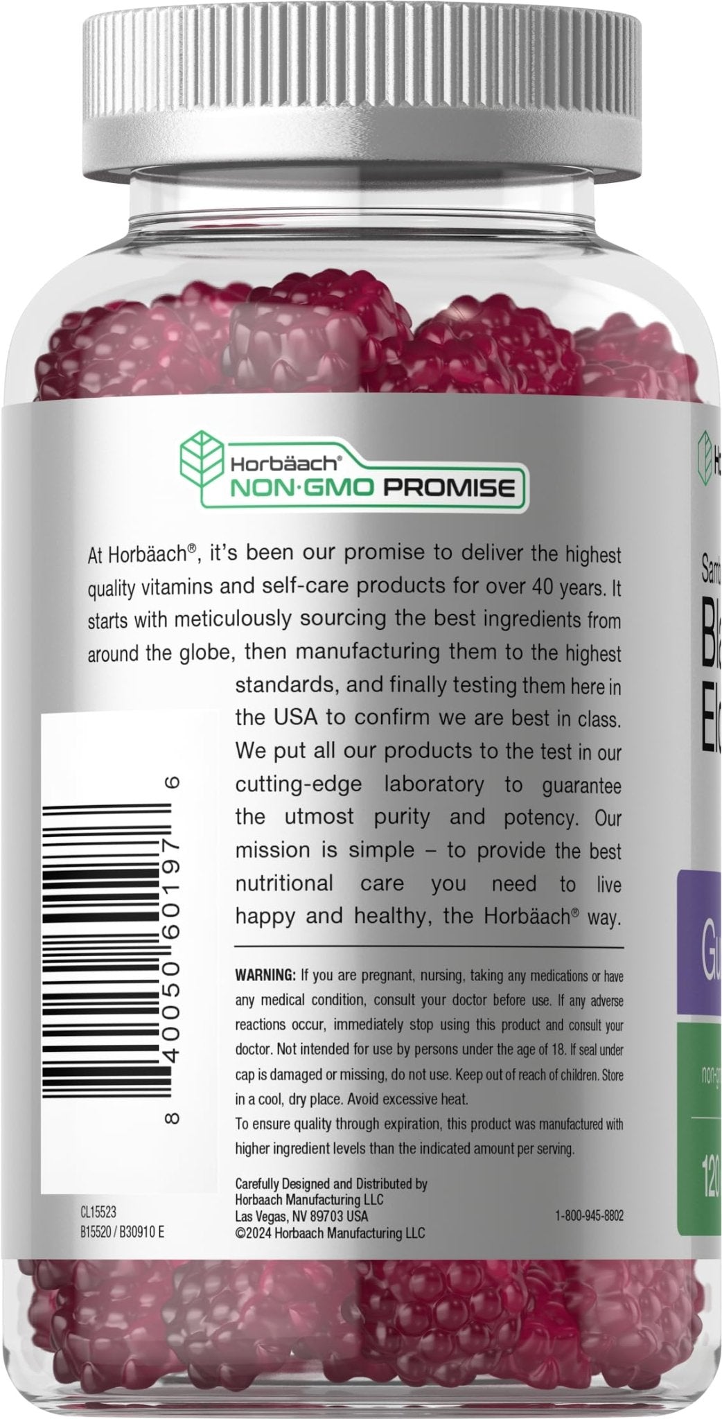 Horbaach Black Elderberry Gummies | 120 Count | Sambucus Extract | with Zinc and Vitamin C | Berry Flavor | Vegan, Non-GMO - Maple Wellness Supplements