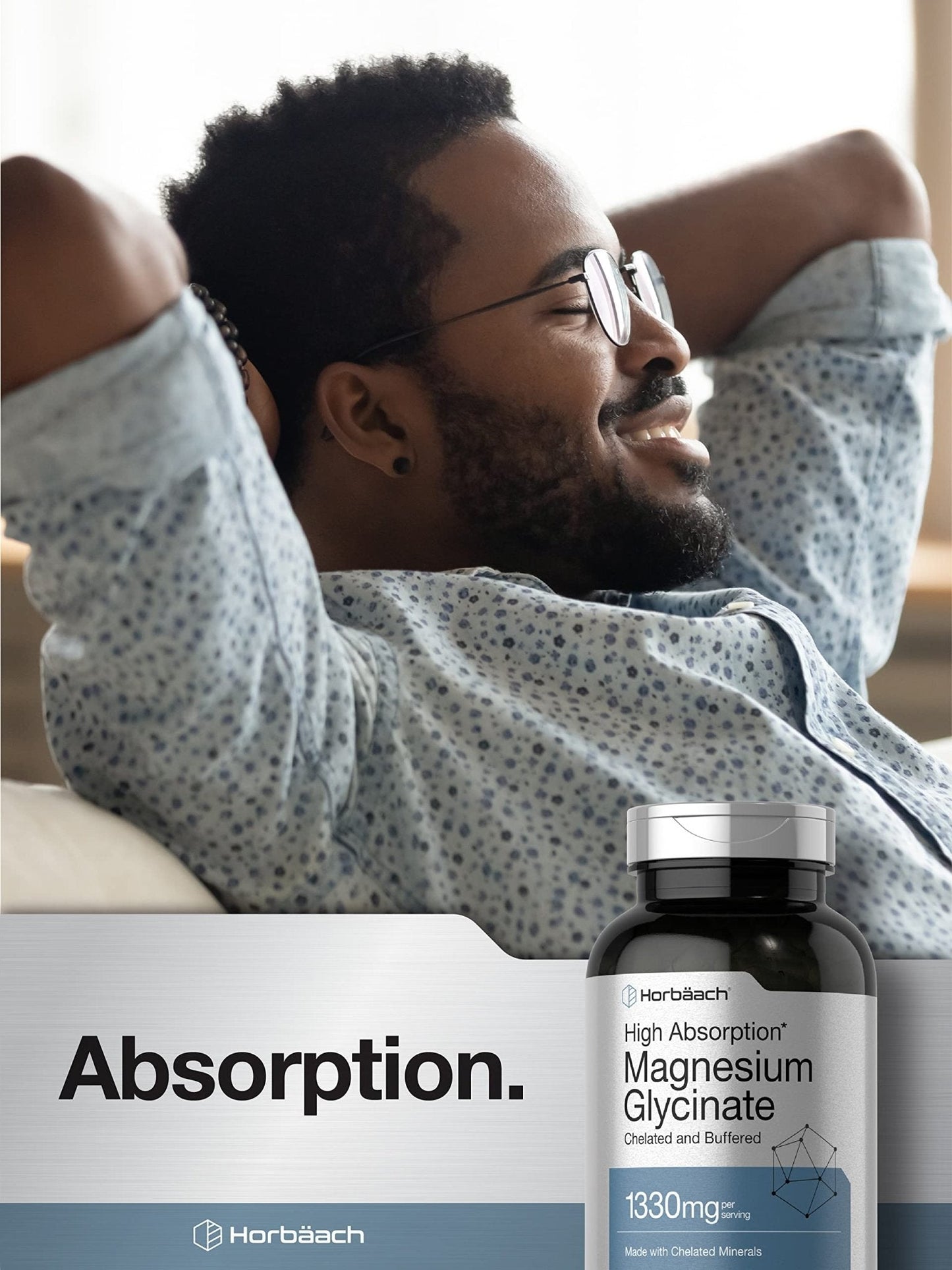 Horbaach Magnesium Glycinate 1330mg | 250 Capsules | Buffered with Chelated Minerals | 240 mg per Serving | Non-GMO, Gluten Free Supplement - Maple Wellness Supplements