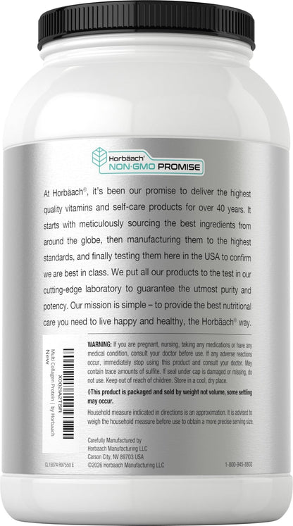 Horbaach Multi Collagen Protein Powder 32 oz | Types I, II, III, IV, V, VII, VIII, X, XII, and XXII | Grassfed Collagen Peptides - Maple Wellness Supplements