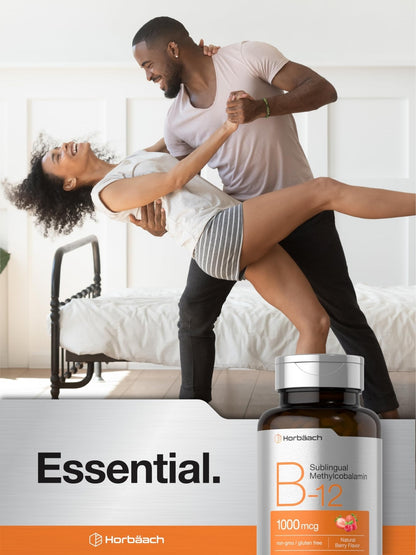 Horbaach Vitamin B12 1000 mcg Sublingual | 400 Fast Dissolve Tablets | Methylcobalamin Supplement for Women and Men - Maple Wellness Supplements