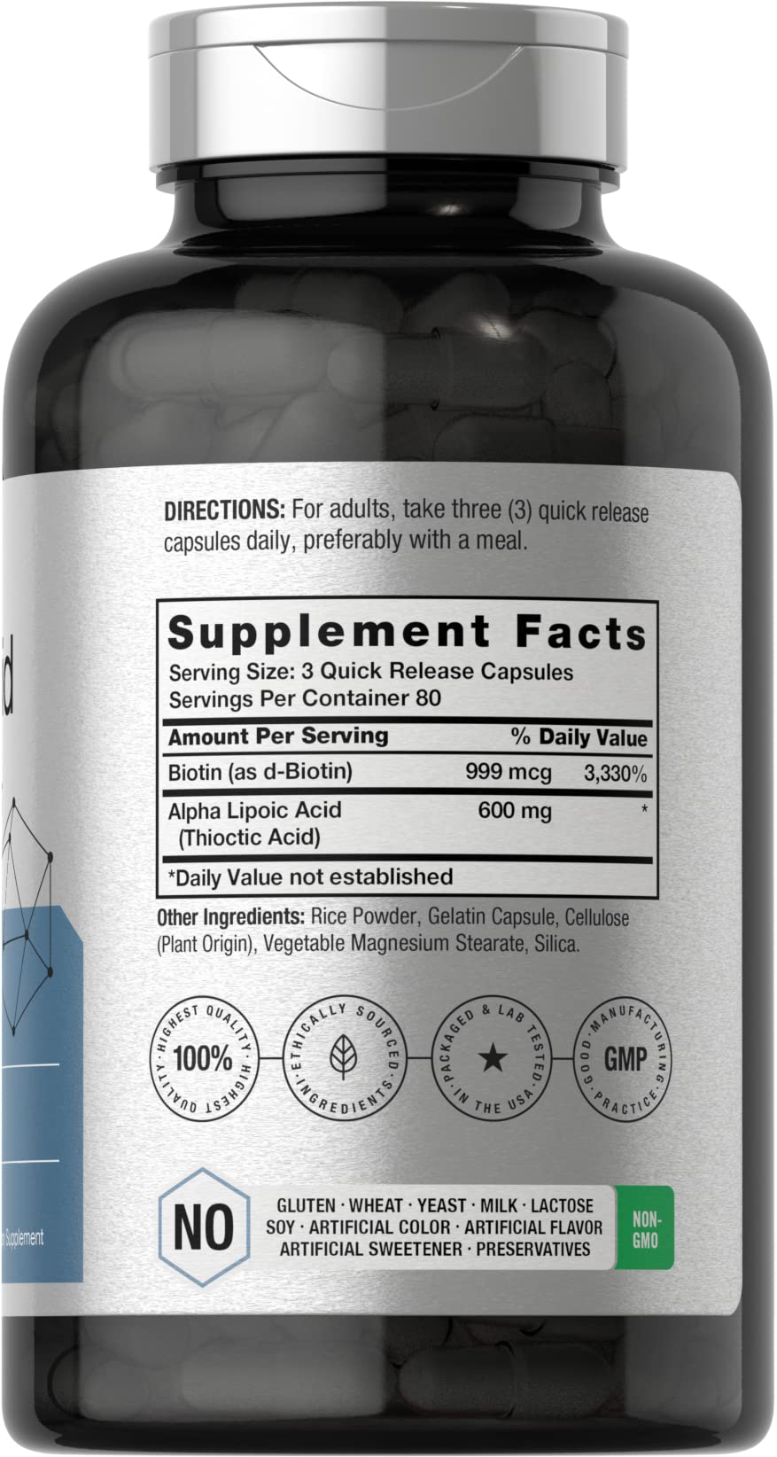 Horbäach Alpha Lipoic Acid 600mg | 240 Capsules | with Biotin Optimizer | Non-GMO and Gluten Free Supplement - Maple Wellness Supplements