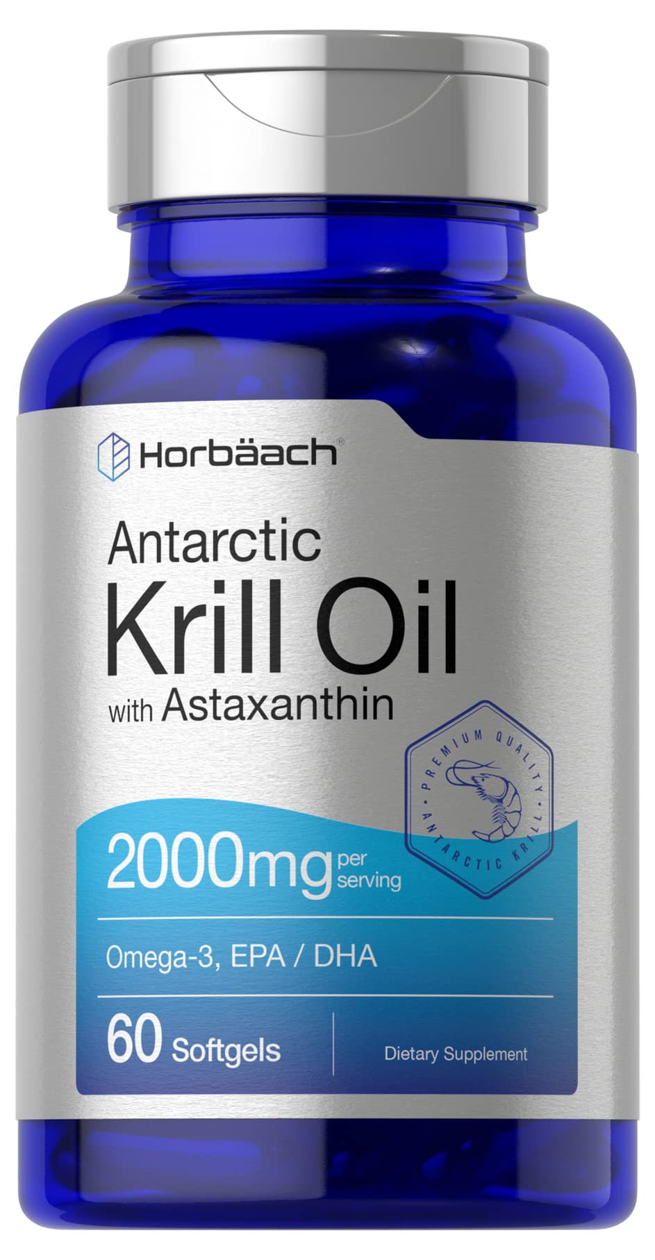 Horbäach Antarctic Krill Oil 2000mg | 60 Softgel Capsules | Omega-3, EPA, DHA Supplemen - Maple Wellness Supplements