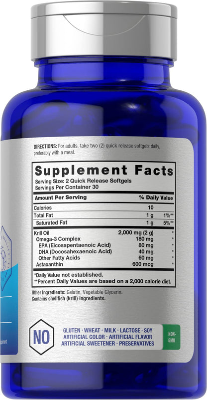 Horbäach Antarctic Krill Oil 2000mg | 60 Softgel Capsules | Omega-3, EPA, DHA Supplemen - Maple Wellness Supplements