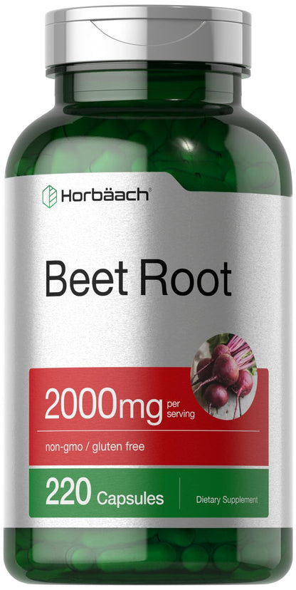 Horbäach Beet Root Powder Capsules | 220 Pills | Herbal Extract | Non-GMO, Gluten Free Supplement - Maple Wellness Supplements