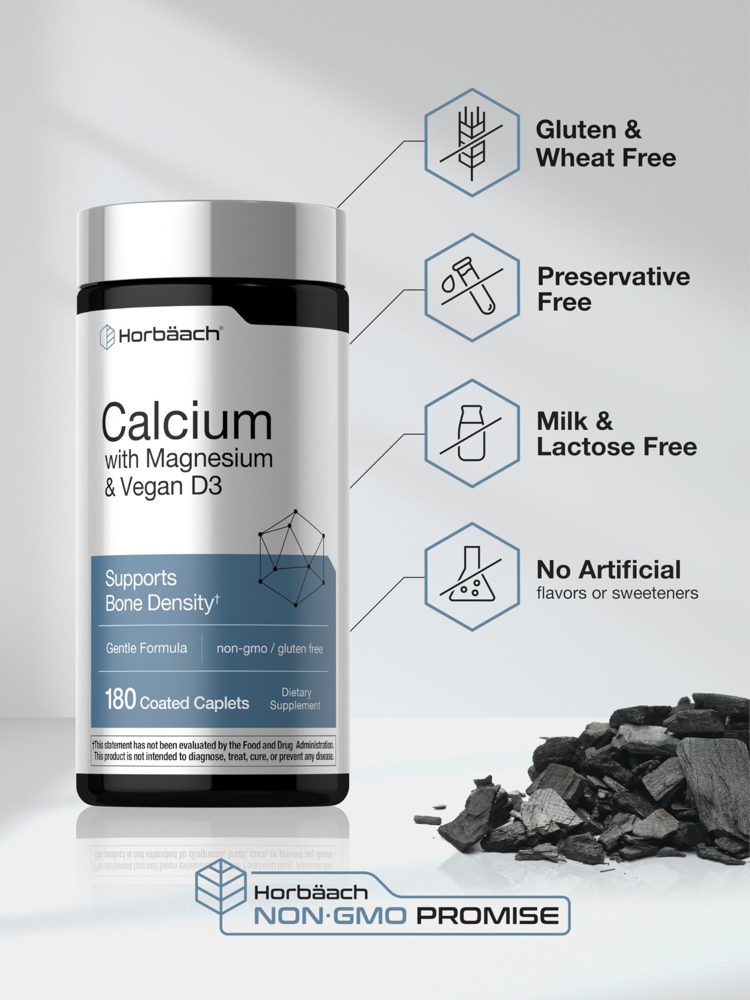 Horbäach Calcium Magnesium D3 | 180 Coated Caplets | Supports Bone Density | Supplement for Men and Women - Maple Wellness Supplements