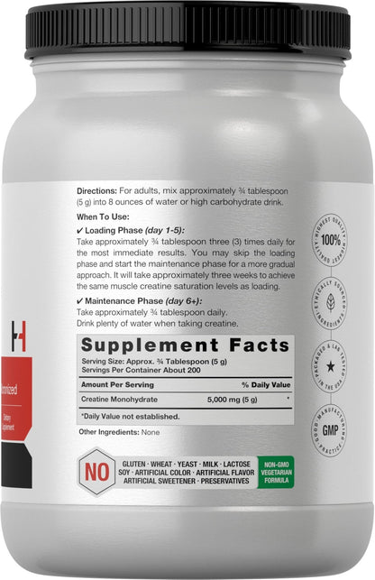Horbäach Creatine Monohydrate Powder | 2.2lbs (35.2 oz) | Micronized and Unflavored | Vegetarian, Non-GMO, and Gluten Free Supplement - Maple Wellness Supplements