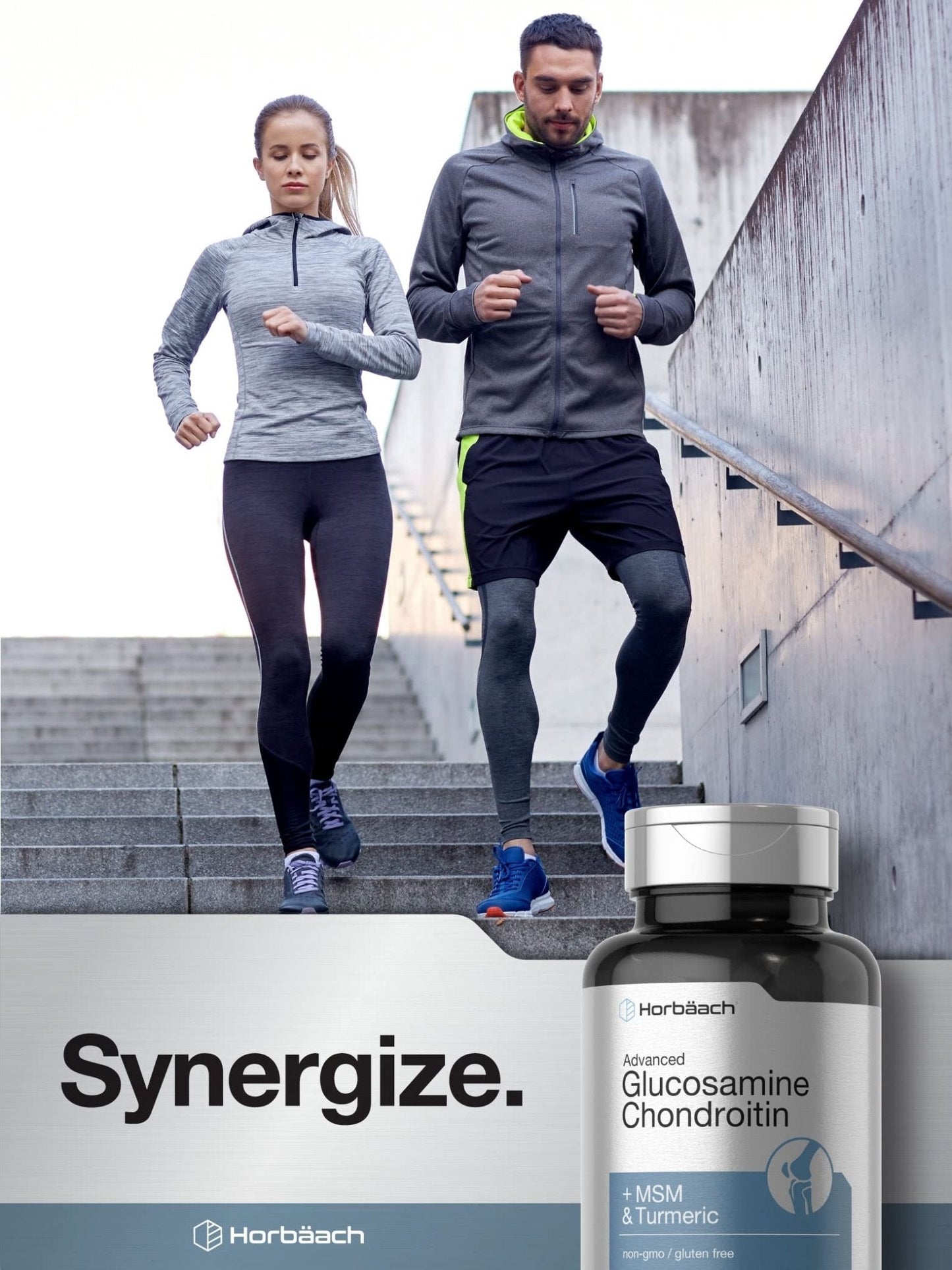 Horbäach Glucosamine Chondroitin | Plus MSM & Turmeric | 180 Coated Caplets | Non-GMO, Gluten Free Supplement - Maple Wellness Supplements