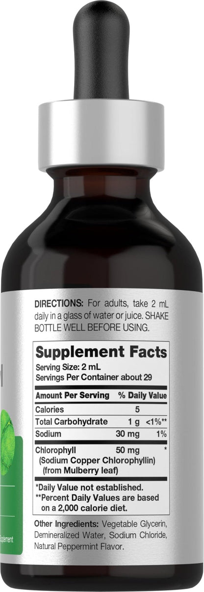 Horbäach Liquid Chlorophyll Drops | 2 oz | Vegan, Non-GMO, and Gluten Free Formula | Natural Peppermint Flavor - Maple Wellness Supplements