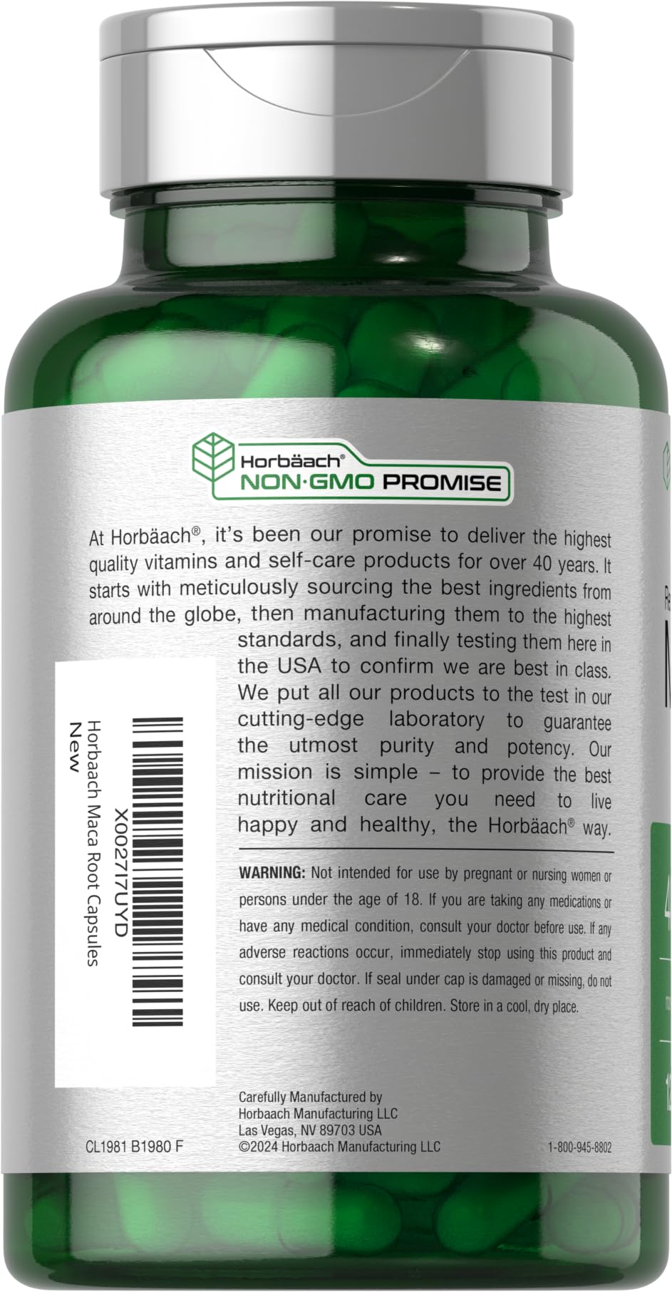 Horbäach Maca Root Capsules for Men and Women | 120 Pills | High Potency Extract | Non-GMO and Gluten Free Formula - Maple Wellness Supplements