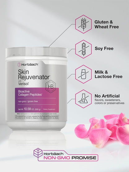 Horbäach Skin Rejuvenator with Verisol 10.58 oz | Bioactive Collagen Peptide Powder | Types I and III | Non GMO, Gluten Free Supplement - Maple Wellness Supplements